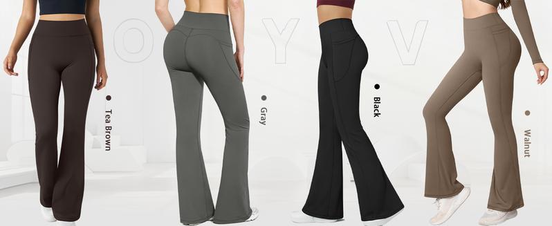 OYV Women Workout Flare High Waist Butt Lifting Casual Soft Leg Flared Bottoms with Pockets OYV Women Workout Flare High Waist Butt Lifting Casual Soft Leg Flared Bottoms with Pockets
