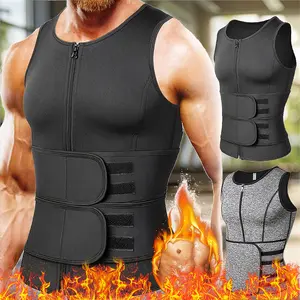 Men's Sauna Sweat Tank Top Zippered Vest Gym Waist Trainer Neoprene Body Shaper-Moderate Compression Waist Cincher, Waist Trainer Tummy Control, Gym Accessory, Sleek Design, Durable Construction, Fitness Accessory-All Season Wear