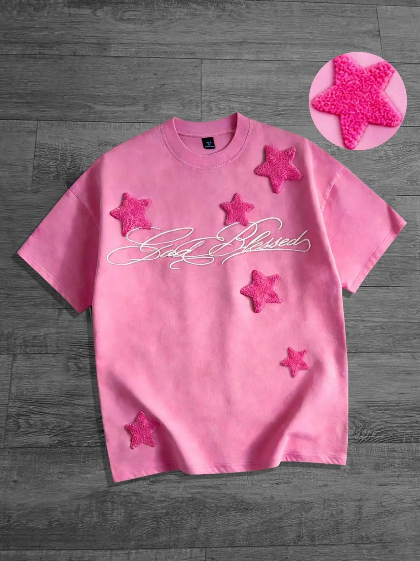 Towel-Embroidered Pentagram Short-Sleeved Unisex T-Shirt, Summer Cotton Geometric Print Embroidery Shirt, Y2K Streetwear Trendy Casual Aesthetics Style, 2026 New Simple Design