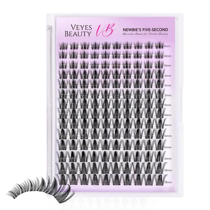 veyesbeauty Manga Lashes Invisible Dramatic Volume Cluster Lashes Individual Lash Extensions Layered Fluffy Eyelashes Lash DIY Makeup- Salon Daily
