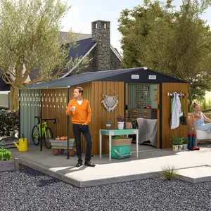 All-Steel 10x12 Ft Outdoor Storage Shed with Lockable Doors, Rust-Resistant Metal Garden Shed, Large Backyard Shed with Windows for Tools, Patio Furniture, Chicken Coop