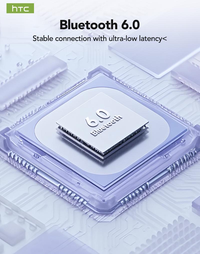 HTC NE28 OWS Wireless Bluetooth Headset - Charging Case for Extended Battery, IPX5 Waterproof to Beat Sweat/Rain, Built-in Mic for Clear Calls + 3-Month Warranty - Solves Work/Sports/Study Communication Needs