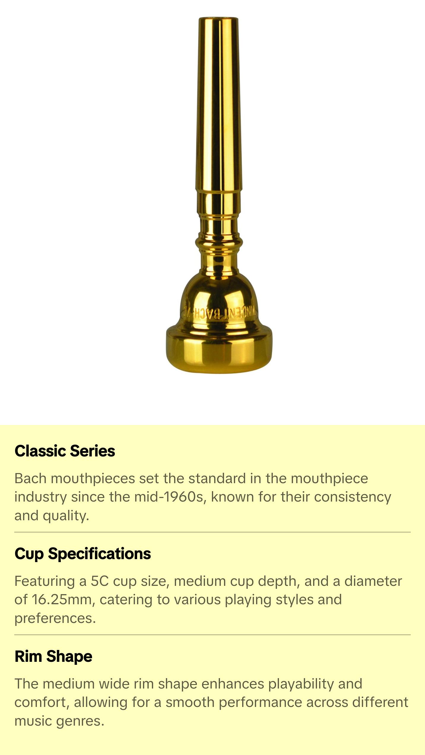 Bach Standard Gold Trumpet Mouthpiece, 5C