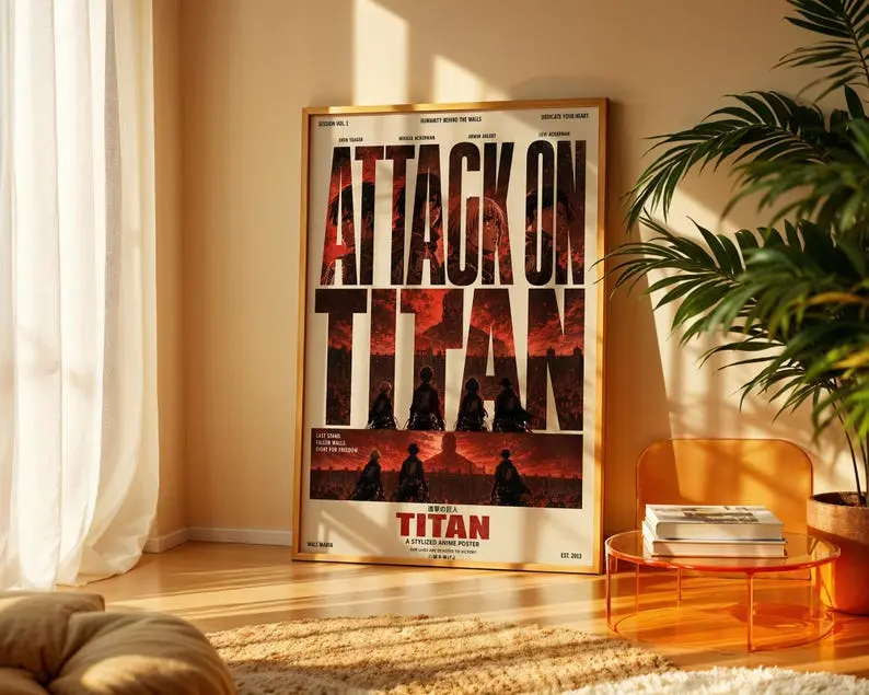 [Sale Up to 60% Off][Free Shipping][No Frame] Attack on Titan Poster, Anime Wall Art, Dark Fantasy Manga Print, Eren Yeager Decor, Survey Corps Gift, Anime Room Decor