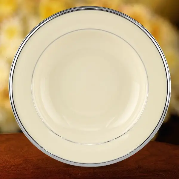 Lenox Classic Porcelain 1-Piece Tableware, 9.0 in Rim Soup Plate, Dishwasher-Safe Solitaire Pasta & Serving Bowl, One-Piece