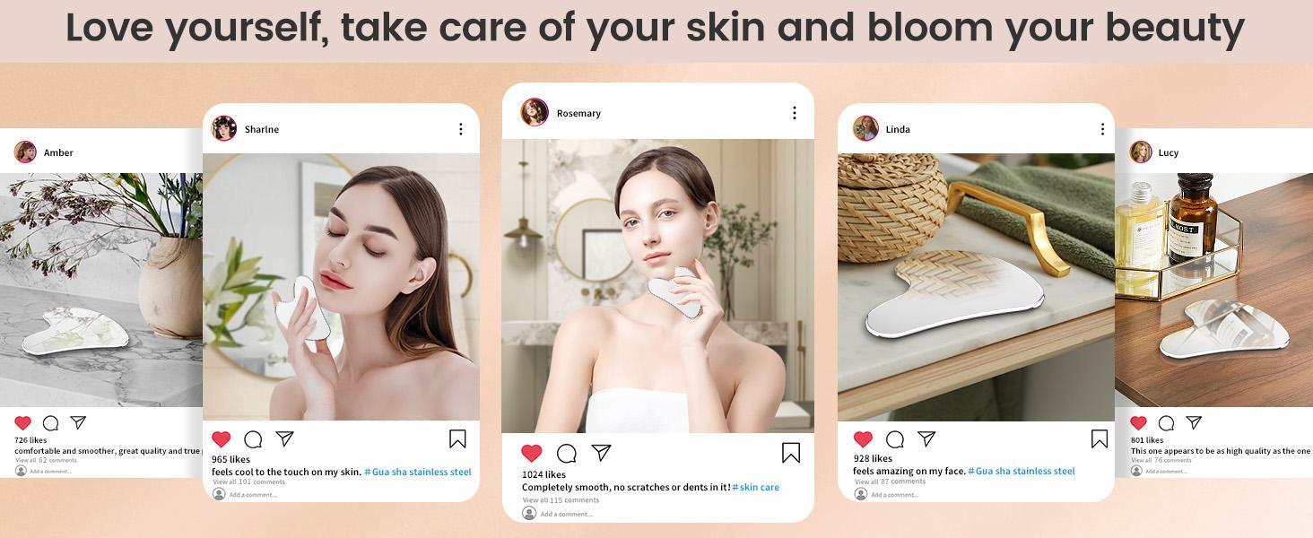 304 Stainless Steel GuaSha Facial Tools Heart Shape Massage Tool for Face & Body Comfortable Skin Care Essential Beauty Tool