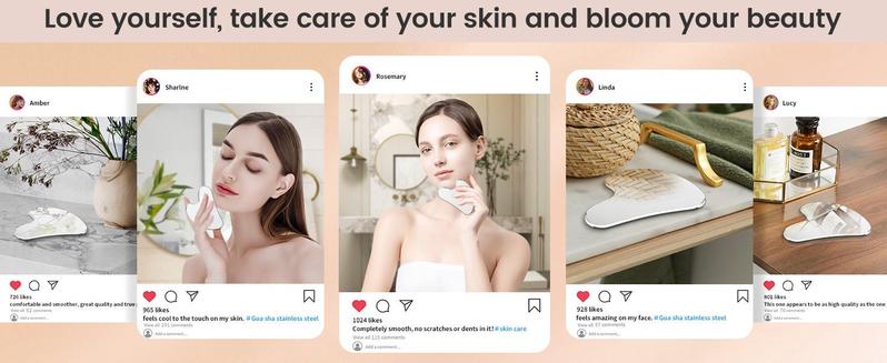 304 Stainless Steel GuaSha Facial Tools Heart Shape Massage Tool for Face & Body Comfortable Skin Care Essential Beauty Tool