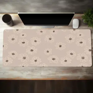 Cute Floral  Pattern Extended Desk Mat, Rectangle Gaming Desk Mat, Non-slip Rubber Base Stitched Edge Desk Keyboard Mat for Home Office Game, Desk  Poccessories