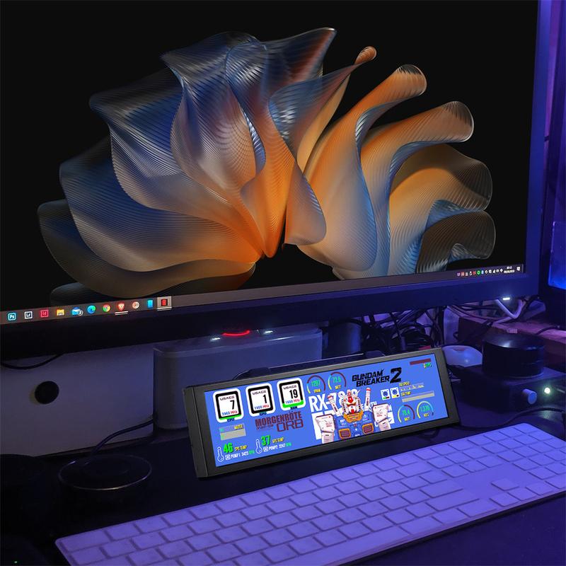wisecoco 8.8“ Mini Bar Screen Display - Ultra-Wide IPS Panel, Type-C Connectivity, System Monitor for PC and Mac