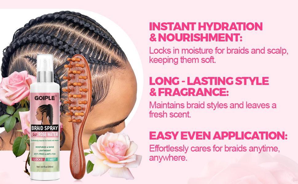 Loc brush Braid Spray Set Rose Mint for Dreads, Dreadlocks, Shine & Lightweight for Dull Hair Twists, Cornrows, Box Braids Moisturizer Loc brush Braid Spray Set Rose Mint for Dreads, Dreadlocks, Shine & Lightweight for Dull Hair Twists, Cornrows, Box Braids Moisturizer