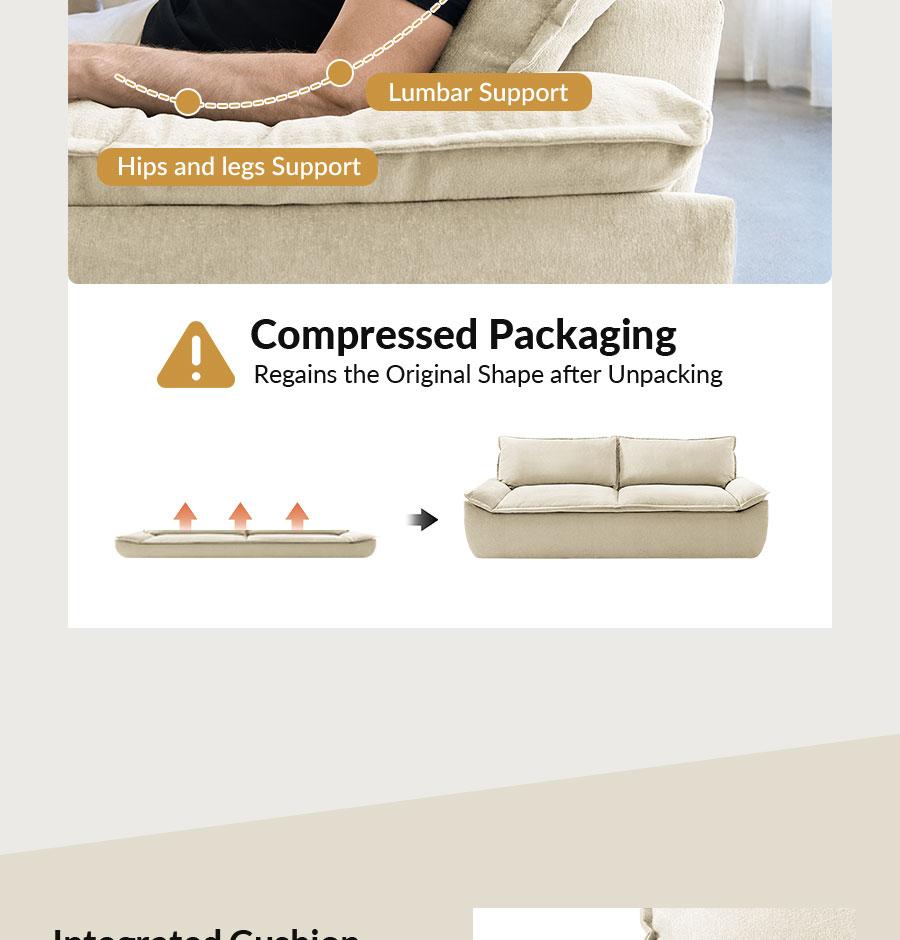 Hulala Anorea Effortless Mobility and Boneless Sofa, Modern Design with Elegant Details, Comfortable All-Foam Construction, Compressed Packaging