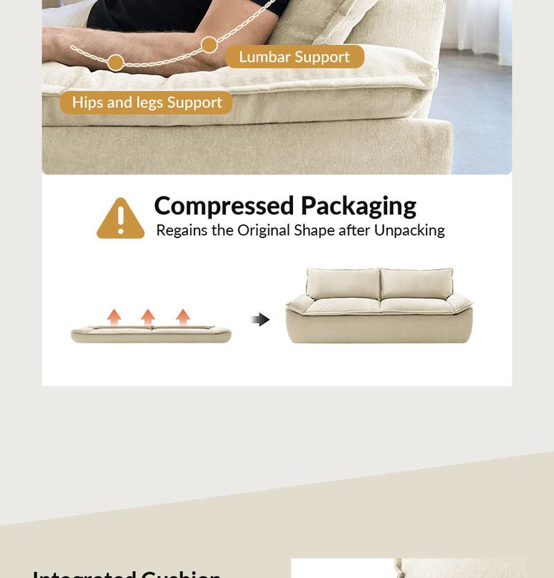 Hulala Anorea Effortless Mobility and Boneless Sofa, Modern Design with Elegant Details, Comfortable All-Foam Construction, Compressed Packaging