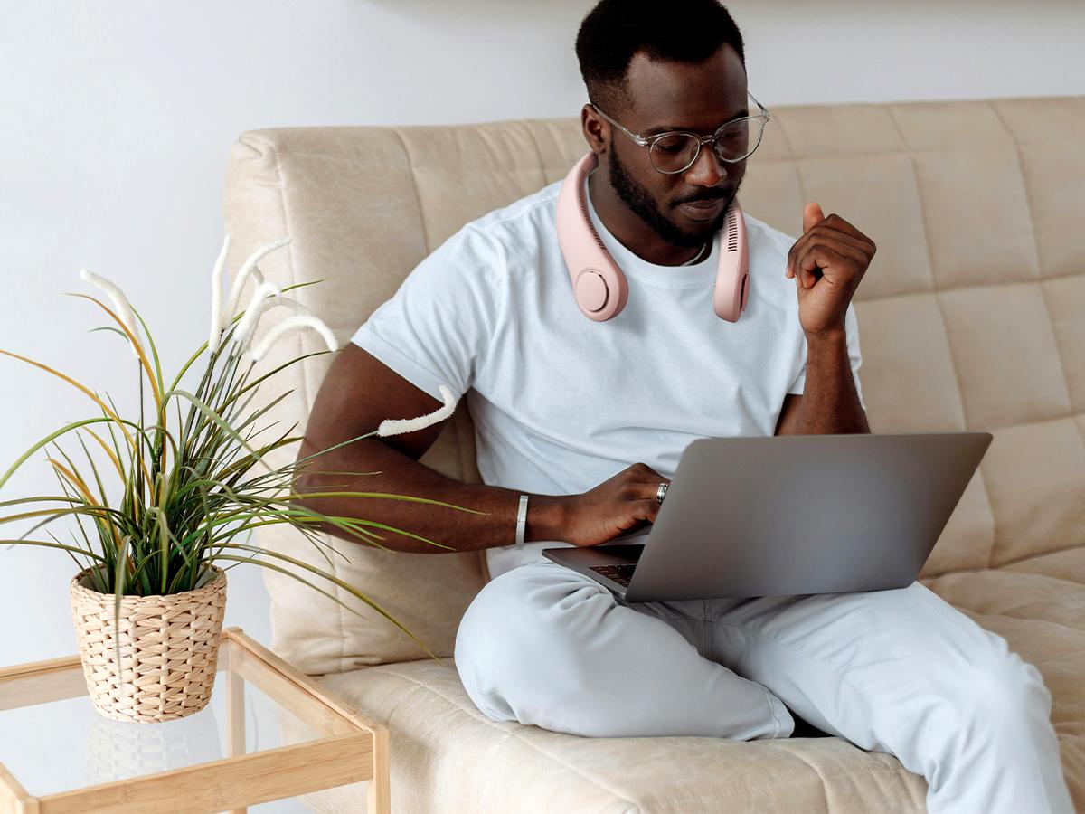 Jisulife Portable Neck fan Hands Free Bladeless Fan 4000mAh Battery Operated Wearable Personal Fan Rechargeable 3 Speeds Gifts for Women Men