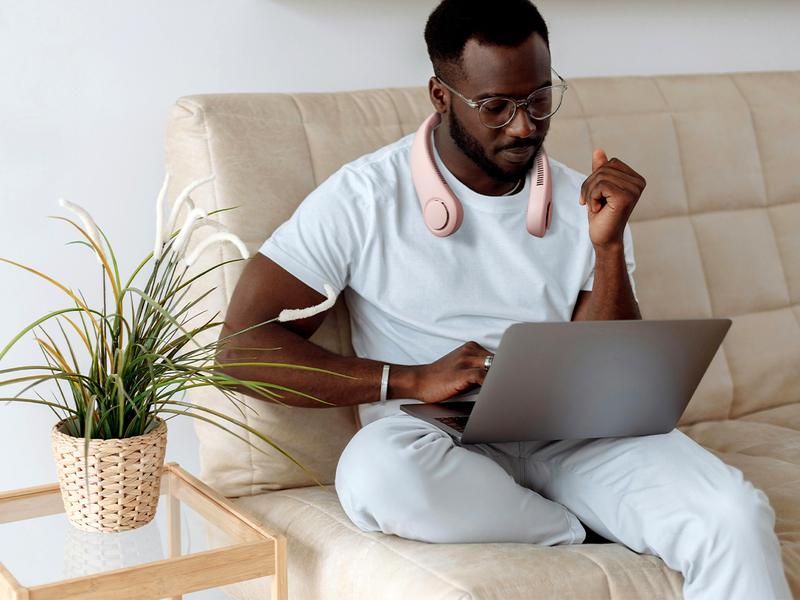 Jisulife Portable Neck fan Hands Free Bladeless Fan 4000mAh Battery Operated Wearable Personal Fan Rechargeable 3 Speeds Gifts for Women Men