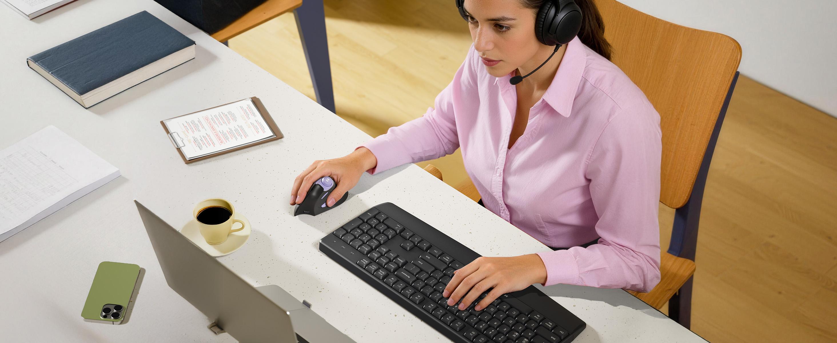 Seenda Ergonomic Mouse Rechargeable, USB+Dual Bluetooth, MOU-302 Vertical Wireless Mouse with Volume Knob, Quiet Clicks, Multi-Device Cordless Mice Compatible for Windows, PC Accessories , Laptop, Mac OS for Work