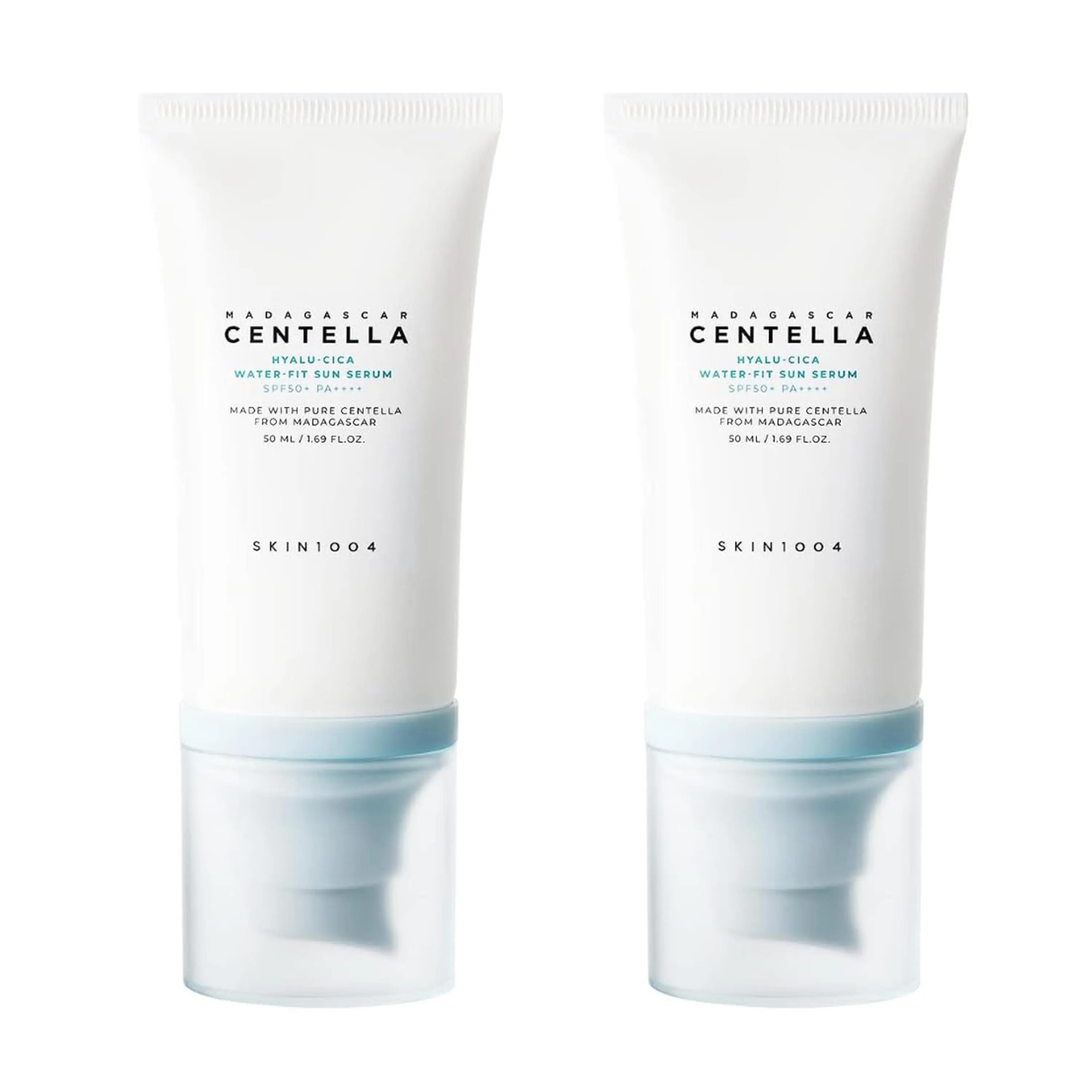 PACK OF 2 SKIN1004 Madagascar Centella Hyalu-CICA Water-fit Sun Serum Sunscreen SPF 50 PA++++, 50ml, for All Skin Types, Quick-Absorbing, Non-Greasy, Hypoallergenic, with Centella Asiatica Extract & Hyaluronic Acid