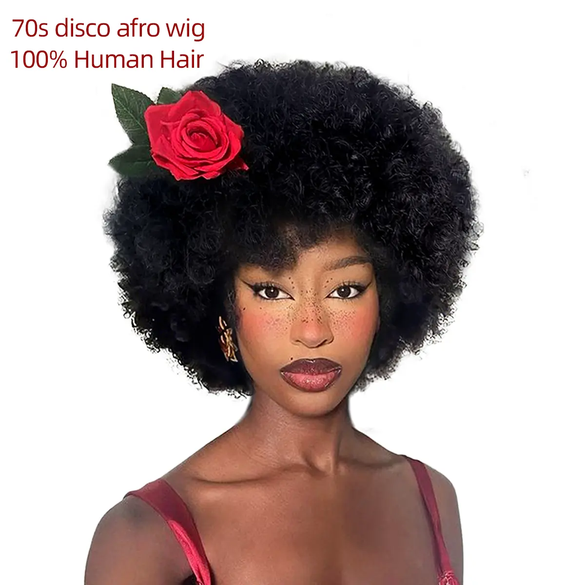 MIUULAAR FIFA World Cup Afro Wigs for Black Women 70s Disco Wig Natural Curly Bouncy Fluffy 100% Human Hair Unisex Wig for Daily Costume Cosplay Soft Comfortable Lightweight Design