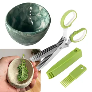 2026 Latest Herb Stripper Pottery Bowl Cutter Tool: Stripping Ceramic Fresh Herbs Kale Striper Cilantro Cutting Razor Gift Herbalists Peeler Shredder Chopper Clay Small Cup