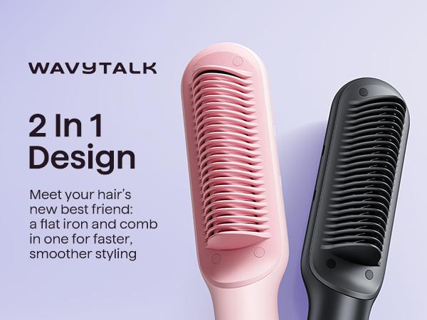 Wavytalk Sleek Sweep Ionic Hair Straightener Brush and Blown Away Ionic Hair Dryer with Diffuser Set