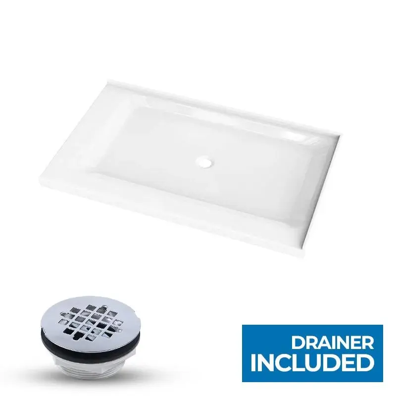 Shower Pan Right Hand Double Threshold - Acrylic and fiberglass - 60 X 36 X 3.5