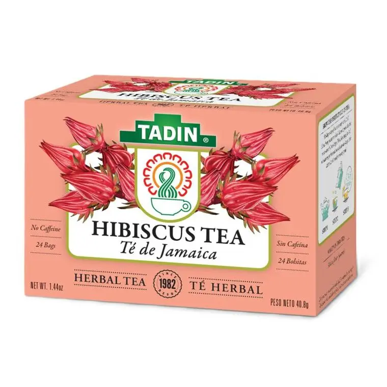 TADIN Pure Hibiscus Herbal Tea Bags - Caffeine Free, Fruity Flavor Honey Beverage, 24 Bags per Box (Pack of 6)