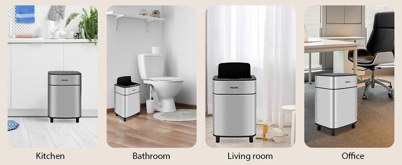 Pukomc 2.7Gal Smart Sensor Trashcan – Auto-Open Stainless Steel Household Bin for Kitchen, Bath & Office