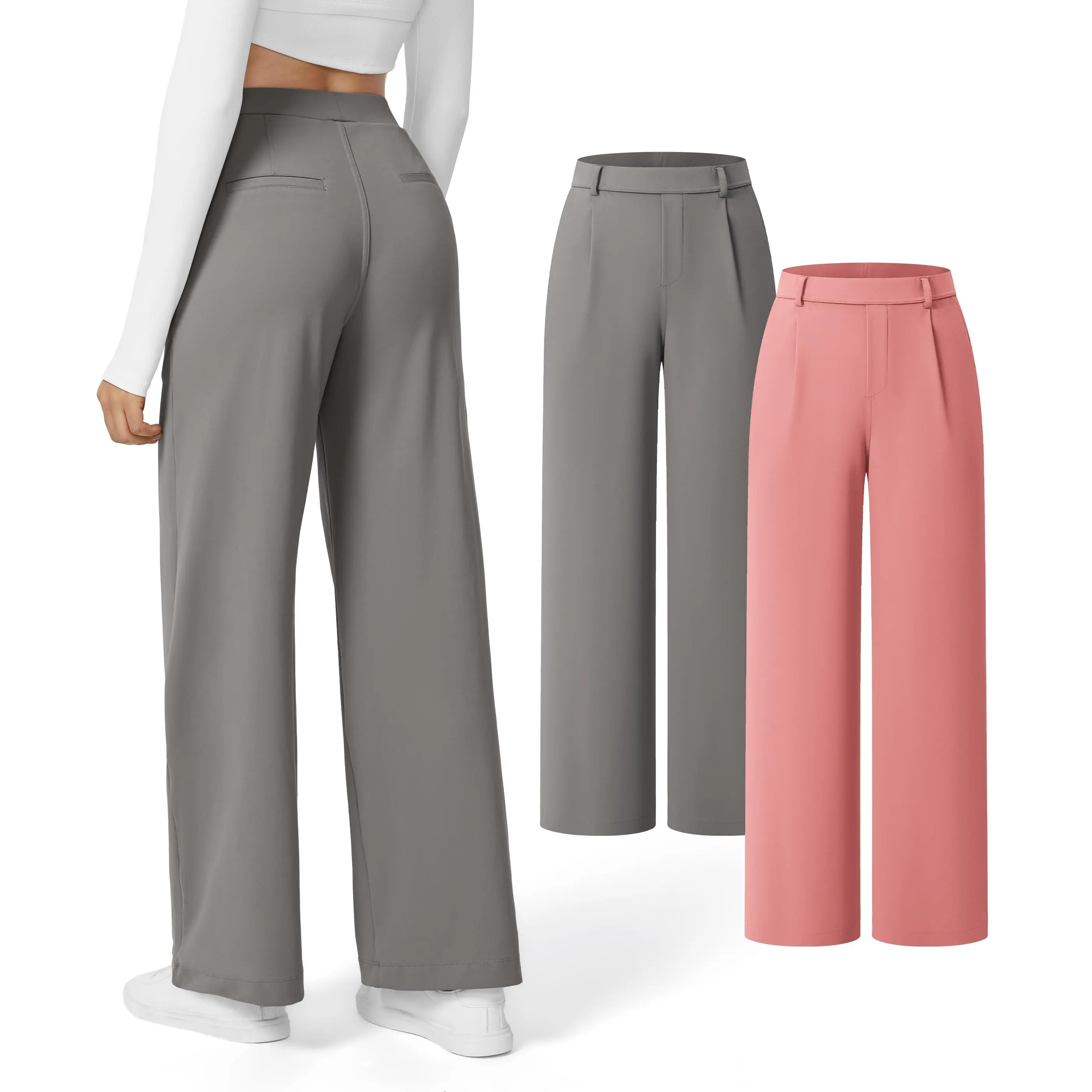 Halara 2-Piece Flex High Waisted Plicated Side Pocket Straight Leg Work Pants Set#TikTokShopSpringGlowUp