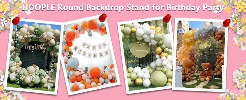 7.2ft Round Backdrop Stand, Circle Balloon Arch & Wedding Arch Stand, Backdrop Stand for Birthday Party & Baby Shower, Event Decorations