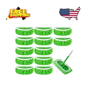 12-Pack Reusable Coral Fleece Mop Pads Washable