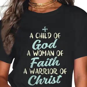 100% Cotton Child God Woman Faith Warrior Christ Jesus Christian Gift T-Shirt