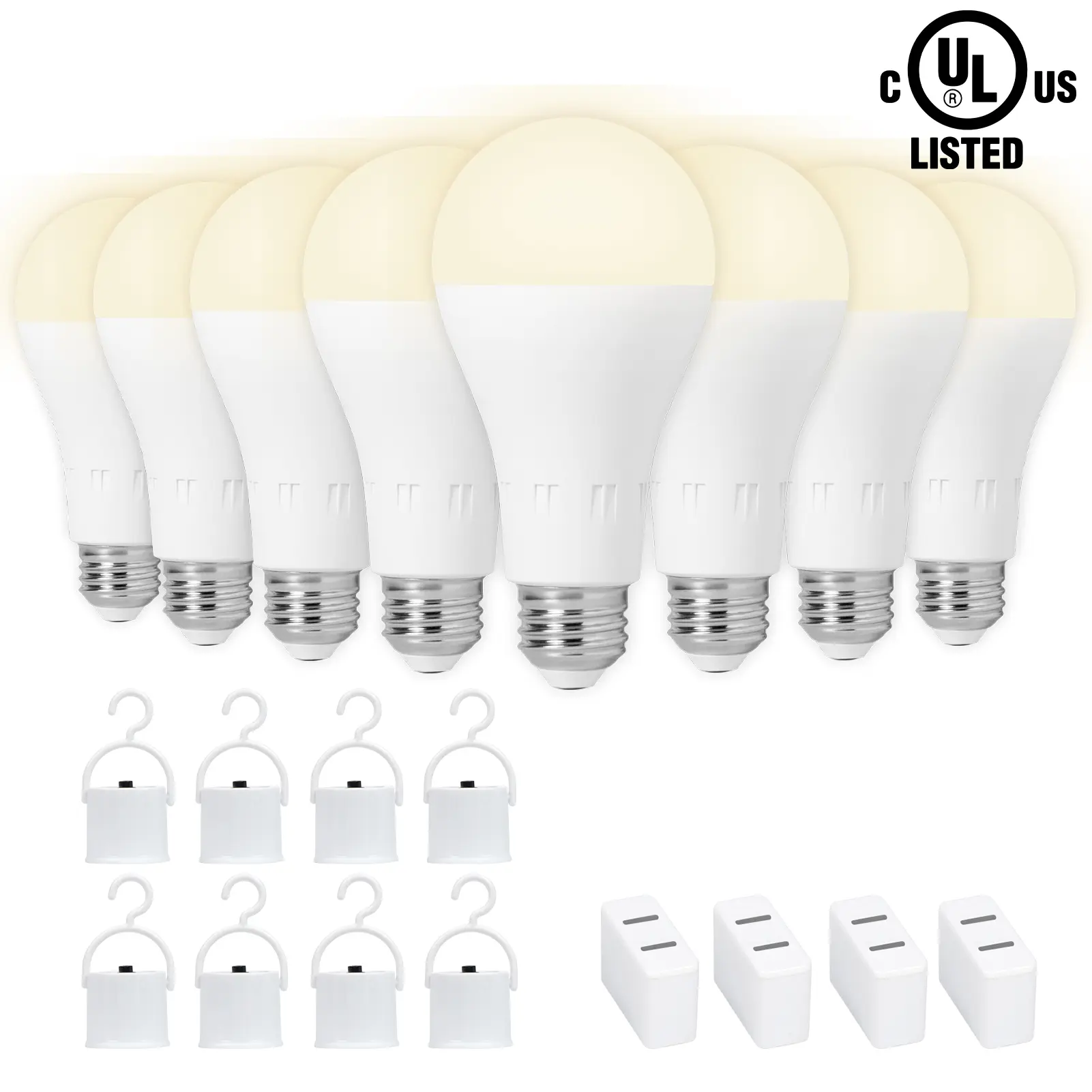 JackonLux Rechargeable Emergency Light Bulbs A21, Camping Lamp Battery Powered LED Light Bulb 3000K Daylight E26 E27 120 Volt 12W 60W Equivalent with 2000mAh for Home Power Outage Camping Hurricane incandescent  light emergency  light  bulb