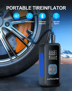 LupuAuto Portable Tire Inflator 150PSI with Digital Gauge, Fast Inflation, Auto Shut-Off, LED Light, 4 Modes for Car, Bike, Motorcycle & Balls, Emergency Air Pump