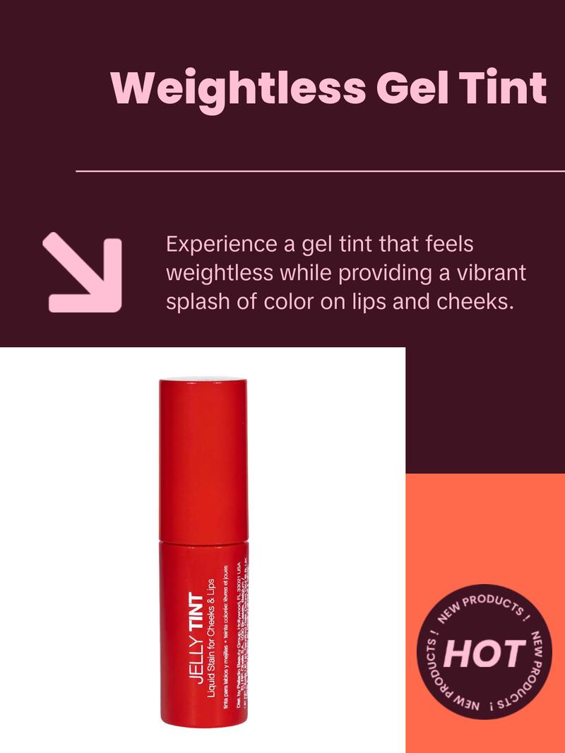 Palladio Jelly Tint, Liquid Stain for Cheeks & Lips, Vivid Color Lip Stain, Lightweight Non-Sticky and Transfer-proof, Natural Finish Makeup