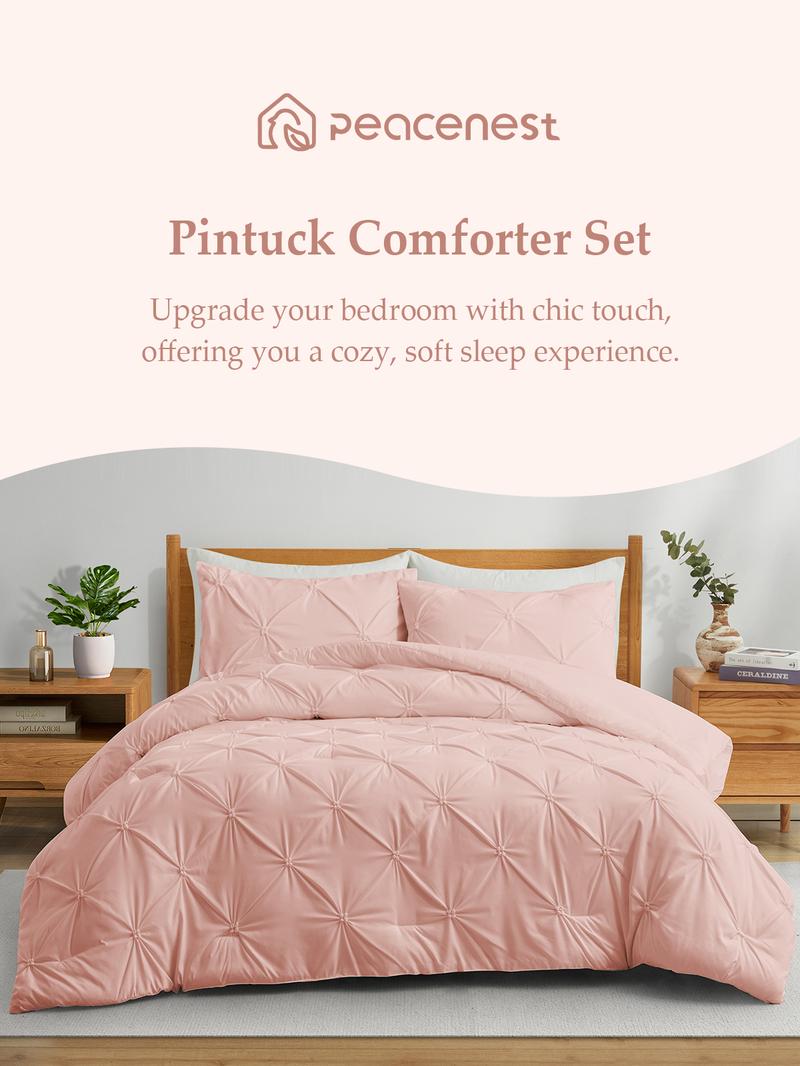 PEACE NEST 3-Piece Comforter Set (only 2 pcs for Twin Size)Elegant Pintuck Ultra Soft Breathable Machine Washable All Season Bedding Twin Full Queen King Sizes Hotel Quality PEACE NEST 3-Piece Comforter Set (only 2 pcs for Twin Size)Elegant Pintuck Ultra Soft Breathable Machine Washable All Season Bedding Twin Full Queen King Sizes Hotel Quality