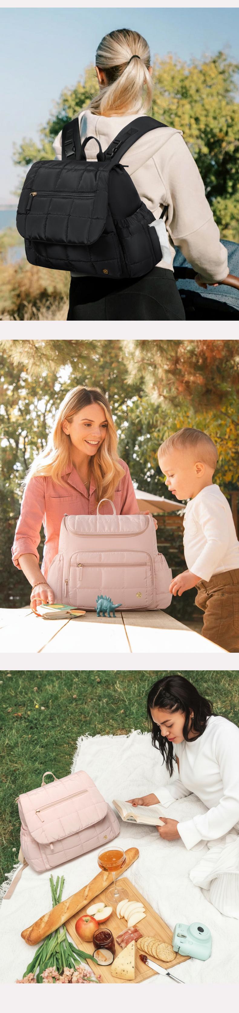 Telena TikTok Shop Spring Glow Up Soft Puffer Women’s Mini Diaper Backpack Large Open Top for Easy Grab, Baby Travel Bag with Changing Pad, hospital bag for mom,Comfortable shoulder straps,Insulated Pockets & Stroller Straps