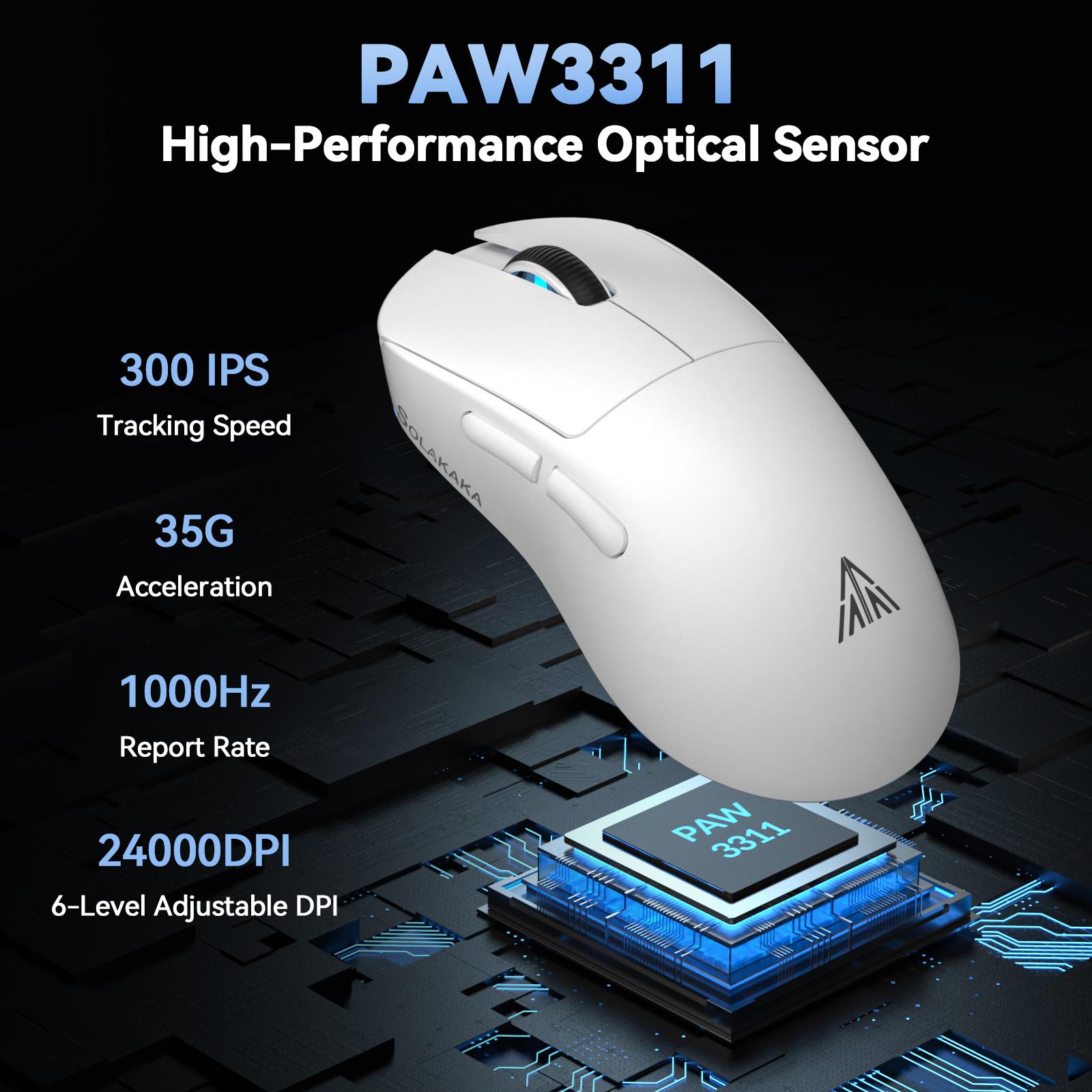 SOLAKAKA SM822 Tri-Mode Wireless Gaming  with RGB Charging Dock, 24000 DPI PAW3311 Sensor, 62g Ultra Lightweight Programmable  for PC Gamer gaming accessories