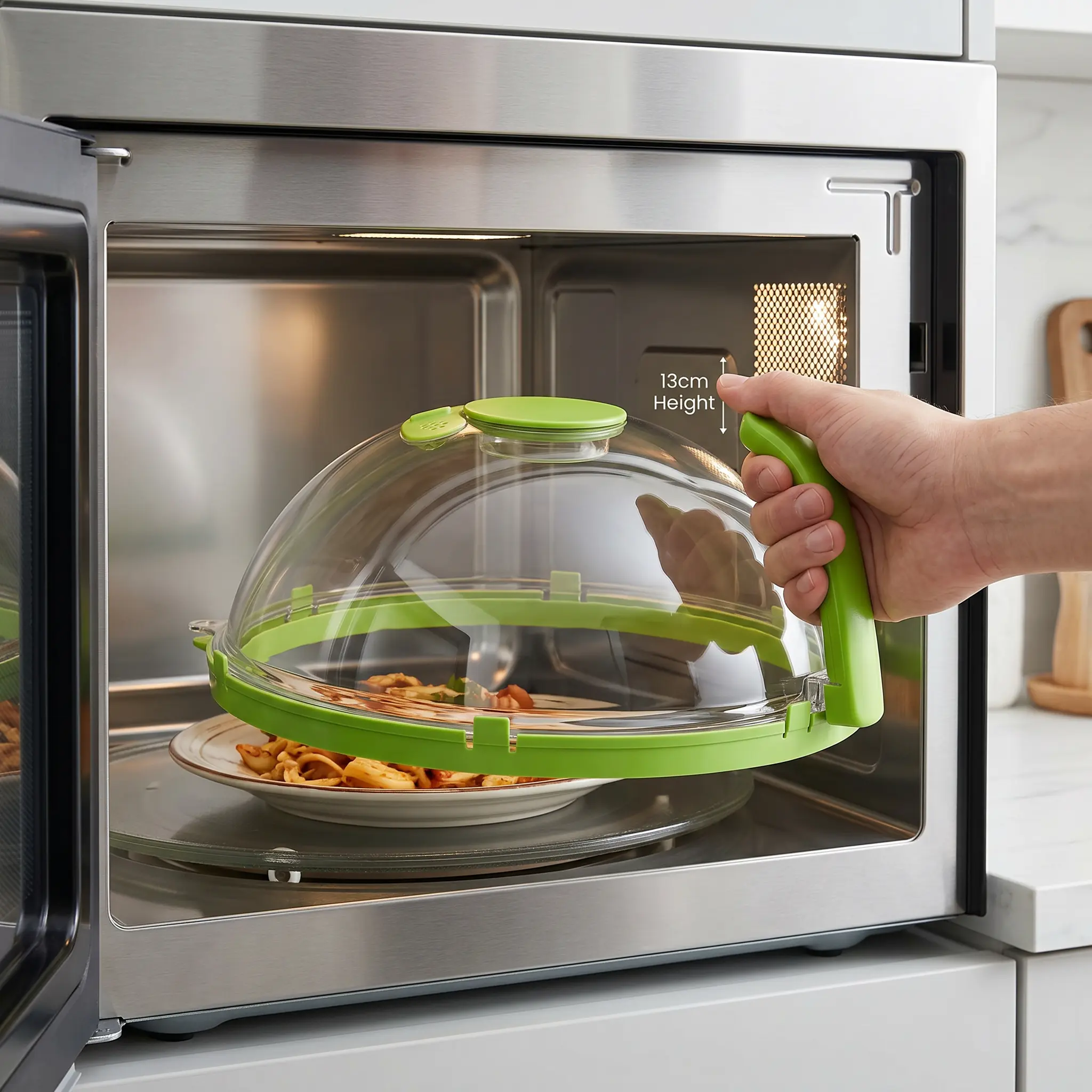 Microwave Splatter Cover with Water Steamer, 10 inch Clear Microwave Plate Cover Lid for Food, Kitchen Gadgets Accessories for Microwave Oven Kitchenware Utensils