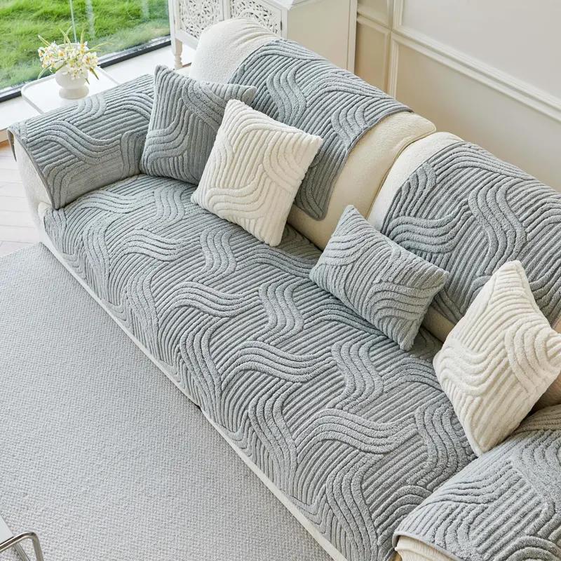 Raybee 1 Count Jacquard Solid Color Sofa Cover for 1-4 Seat, Anti-Slip & Anti-Scratch Bench Couch Cover, Ultra-Soft Sofa Towel Protector, Dust Prooof Sofa Mat, Machina Washable, Living Room Decor Improvement for Hotel, Dormitory, Gifts