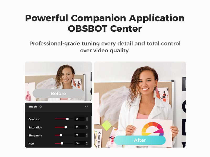 【NEW!!!】OBSBOT MEET 2 - AI-Powered 4K Webcam, AI Framing & Autofocus, Webcam with Microphone, Background Bokeh, 60 FPS, HDR Low-Light Correction, Beauty Mode, Webcam for PC, Streaming, Conference, Gaming, etc.