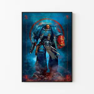 [Gaming Collection - Sale Up To 40%] [Unframe] Crimson Fists Marine Poster, Sci-Fi Space Soldier Wall Art, Futuristic War Artwork, Gaming Room Decor, Collector Gift
