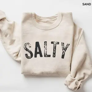 Salty Sweatshirt Retro Summer Beach Crewneck for Women, Coastal Graphic Top, Trendy Vacation Outfit, Cute Gift for Her, Beach Vibes Apparel