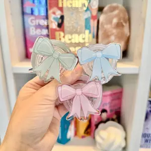 Magnetic Phone Grip Coquette Pastel Ribbon Bow Kindle Holder Magsafe Compatible Soft Aesthetic High-Quality Print Strong Magnet Gift for Bookworms