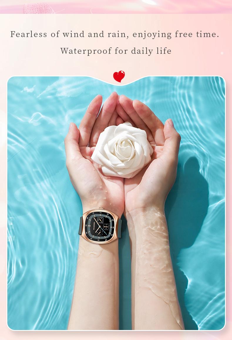 Fashion Watch TikTokShopStockUp  Valentine’s Day Gift Casual Stylish Open Dial Watch  Silicone Strap, Waterproof & Luminous, Perfect for All Occasions