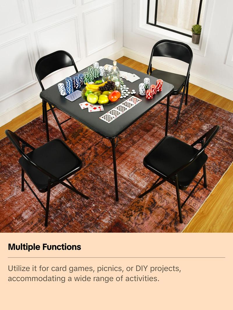 【Deal】Homy Casa 34'' Folding Card Table with Padded Tabletop, Portable Table for Indoor/Outdoor Parties Picnics Games Camping