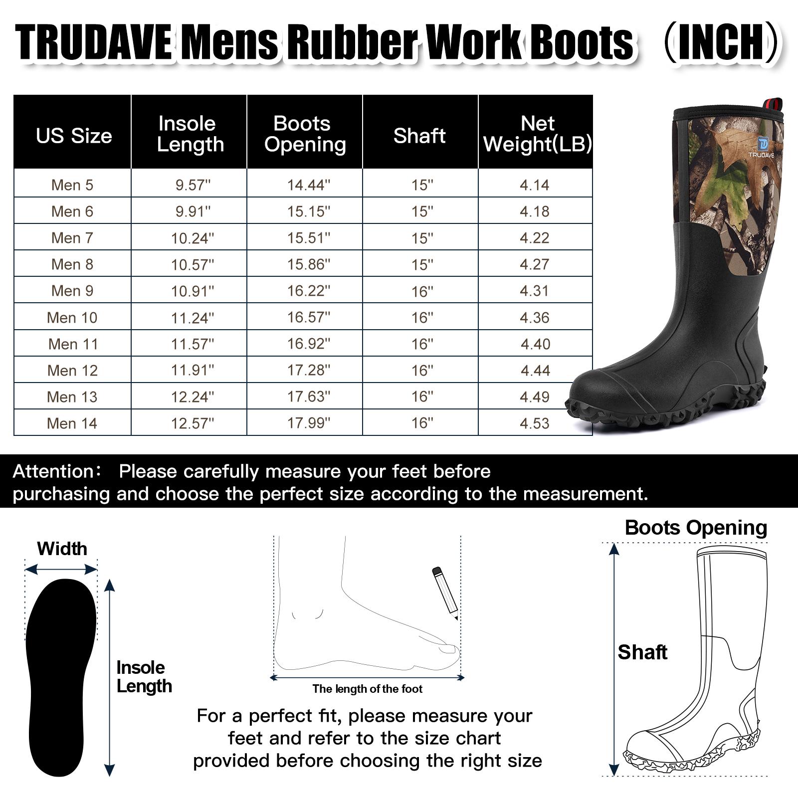 【No steel toe】Trudave Rubber Boots for Men, Waterproof Work Rain Boots, 6mm Neoprene Anti-slip Mud Boots with Steel Shank, Size 5-14 Comfortable Industrial Shoe 【No steel toe】Trudave Rubber Boots for Men, Waterproof Work Rain Boots, 6mm Neoprene Anti-slip Mud Boots with Steel Shank, Size 5-14 Comfortable Industrial Shoe