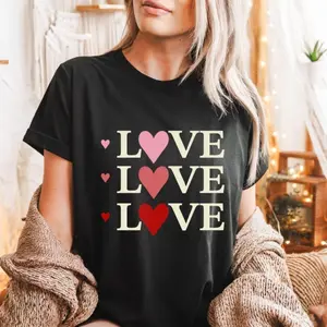 Love Heart Valentine's Day T-Shirt, Women's Vday Gift
