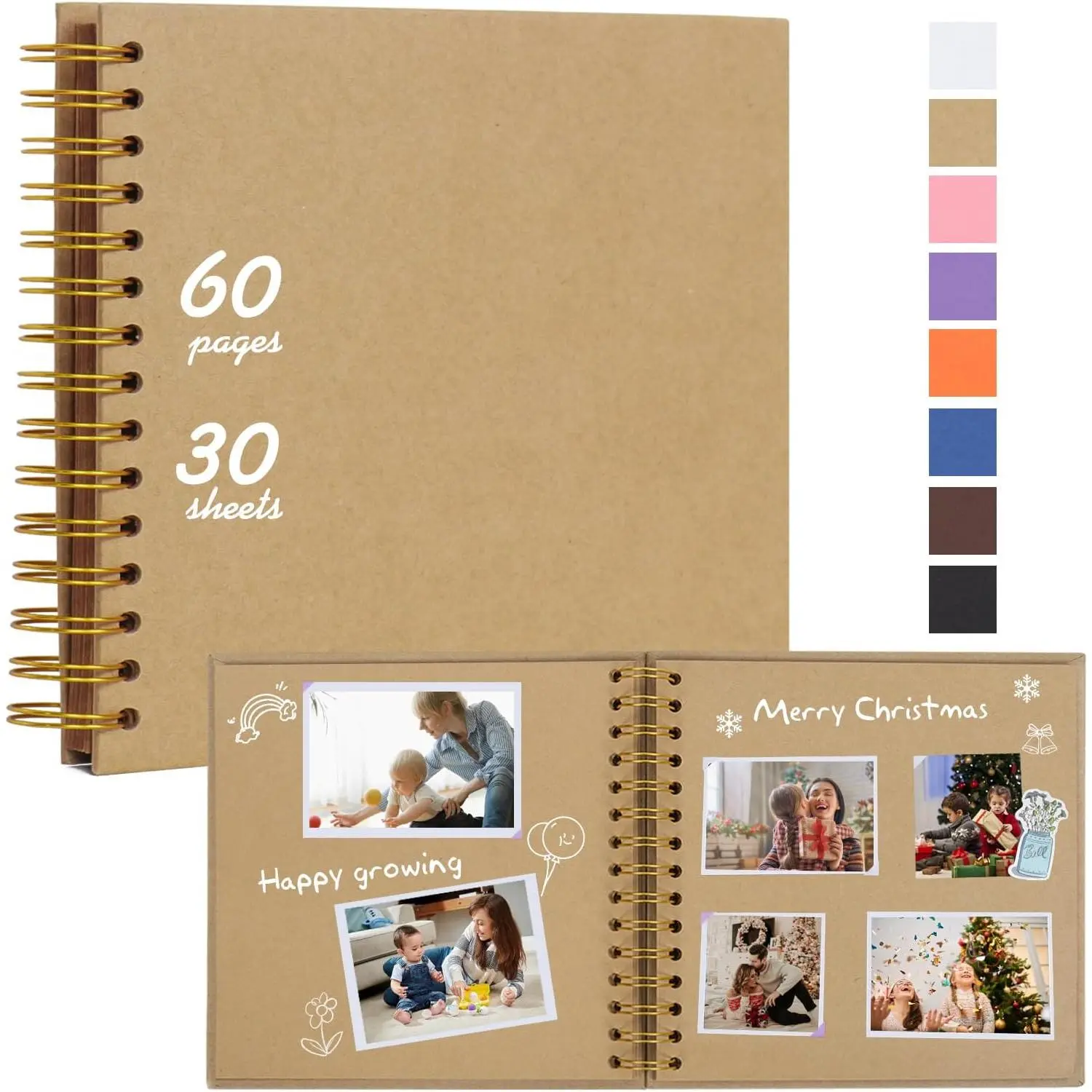 Scrapbook album kraft paper blank page DIY photo album, wedding anniversary family memory baby growth scrapbook album Memoirs