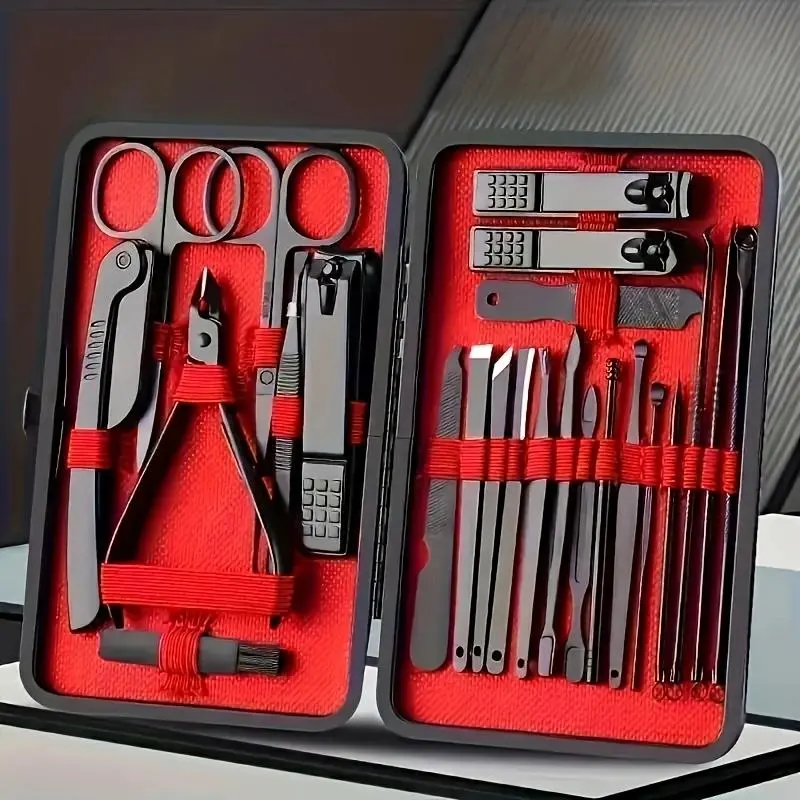 Stainless Steel Nail Clippers Set, 24-Piece Professional Manicure Tools Kit, Basic Nail Tools, Manicure Accessories, Pedicure Care Tool, Flawless Nail Care, Sharp & Durable Nippers for Men Women, with Box Included, Boyfriend Stocking Stuffers