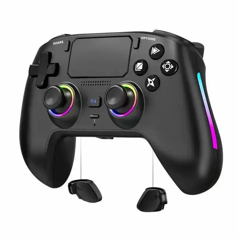 Wireless Bluetooth Gaming Controller for PS4, with 6-Axis Hall Sensor, Macro Programming, RGB Light Effect, Rapid Fire Function & Controller Grips, Console Accessories for PS5 Gaming Peripherals ps5 accessories controller grips sohochic