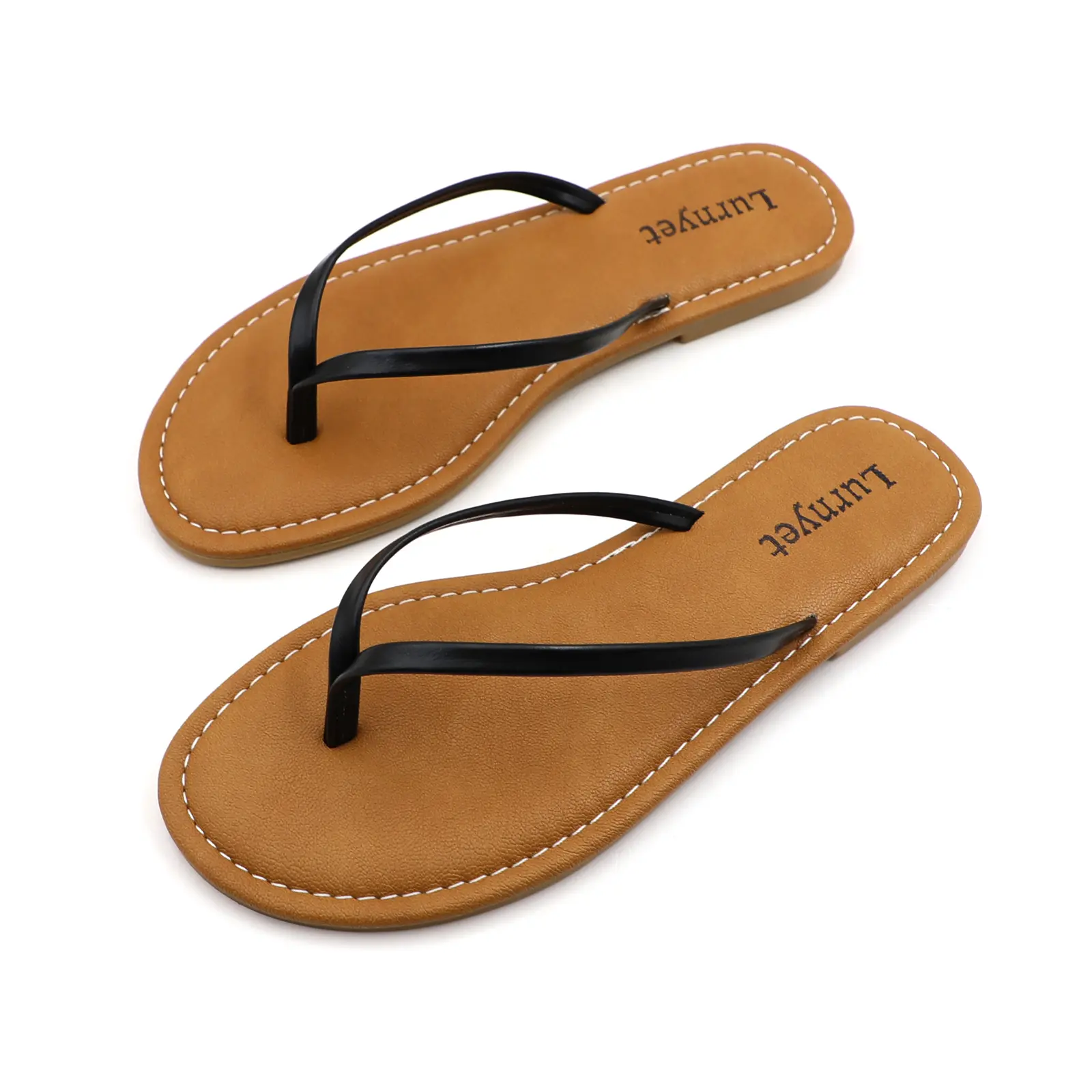 Women's Classic Design Casual Synthetic Leather Thong Sandals - Sustainable, Shock-Absorbing Soft Foam-Lined Light Flip Flops, Non-Skid Stable Outer Sole Comfort Slides, Versatile Summer Shoe for Indoor Rest & Outdoor Beach Activities, Sandals For Women,,